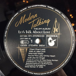 Винтажная виниловая пластинка LP Modern Talking Lets Talk About Love (The 2nd Album) (Germany 1985) Cheri Cheri Lady