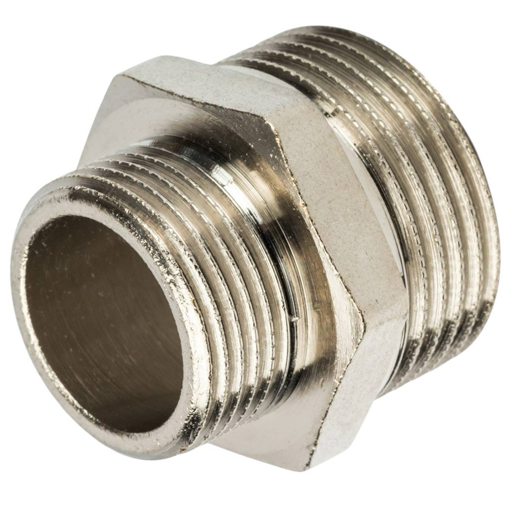 Ниппель STOUT переходной никелированный 1"x3/4" НР/НР