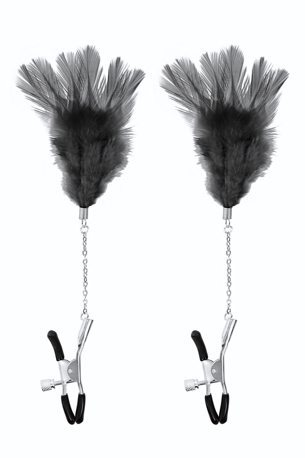 Зажимы для сосков с черными перьями Sweet Caress Feather Nipple Clumps (Цвет: черный)