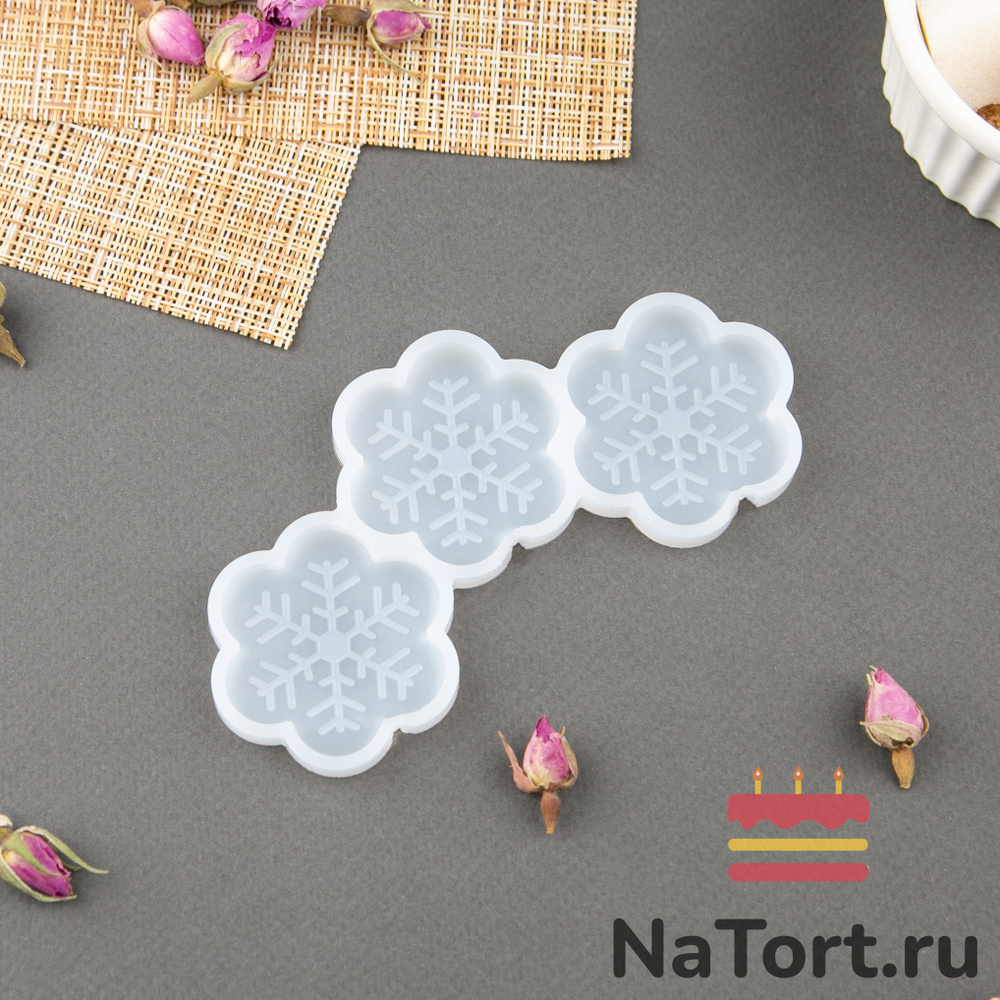 Силиконовая форма для леденцов «Снежинки 3 в 1»