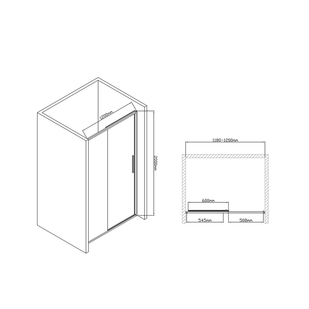 Душевая дверь Slim-U VDS-2SU120CL, 1200, хром, стекло прозрачное