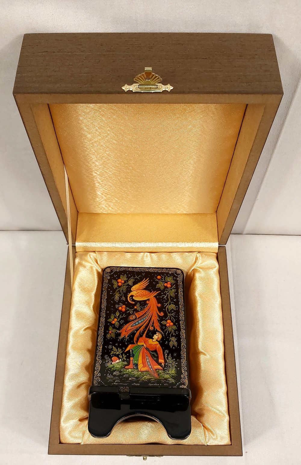 Сувенирная подставка для телефона с росписью Палех "Иван-царевич и жар-птица"