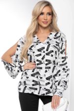 Блуза "Тайное чувство" (белая/надписи) Б8442 LT Collection