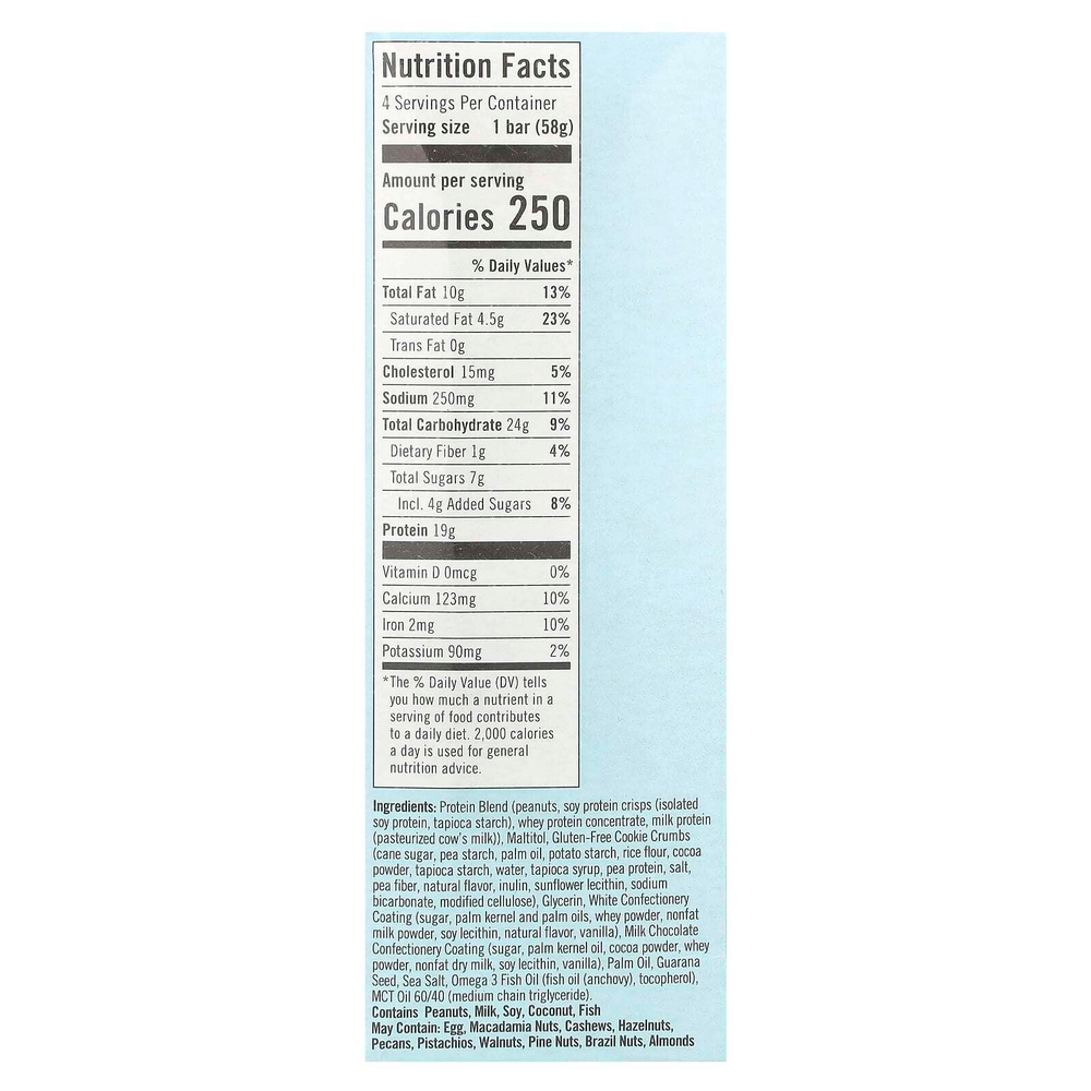 JiMMY!, Bars With Benefits, протеиновый батончик, печенье с кремом, 4 батончика, 58 г (2,05 унции)