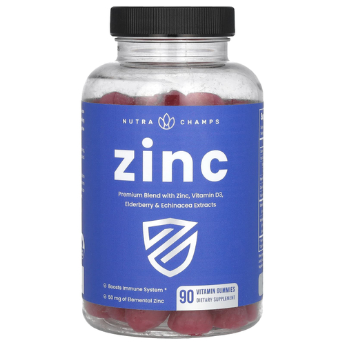 NutraChamps, жевательные таблетки с цинком, 90 жевательных таблеток с витамином