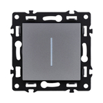 Выключатель кнопочный 1-клавишный 10А/250В с LED подсветкой, серый Kollinger Asthetik AS-012GY