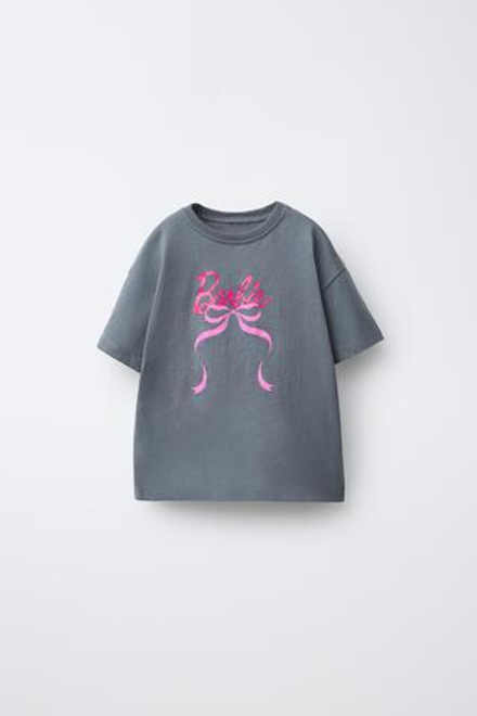 ZARA ФУТБОЛКА С БАНТОМ BARBIE™ MATTEL, АНТРАЦИТОВО-СЕРЫЙ