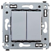 Выключатель двухклавишный в стену, "Avanti", "Закаленная сталь"