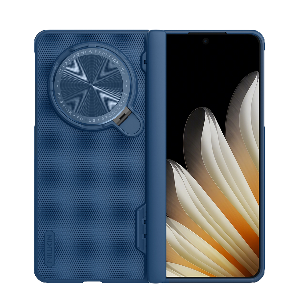 Чехол синего цвета с откидной защитной крышкой для камеры на OPPO Find N5 от Nillkin, серия Super Frosted Shield Prop