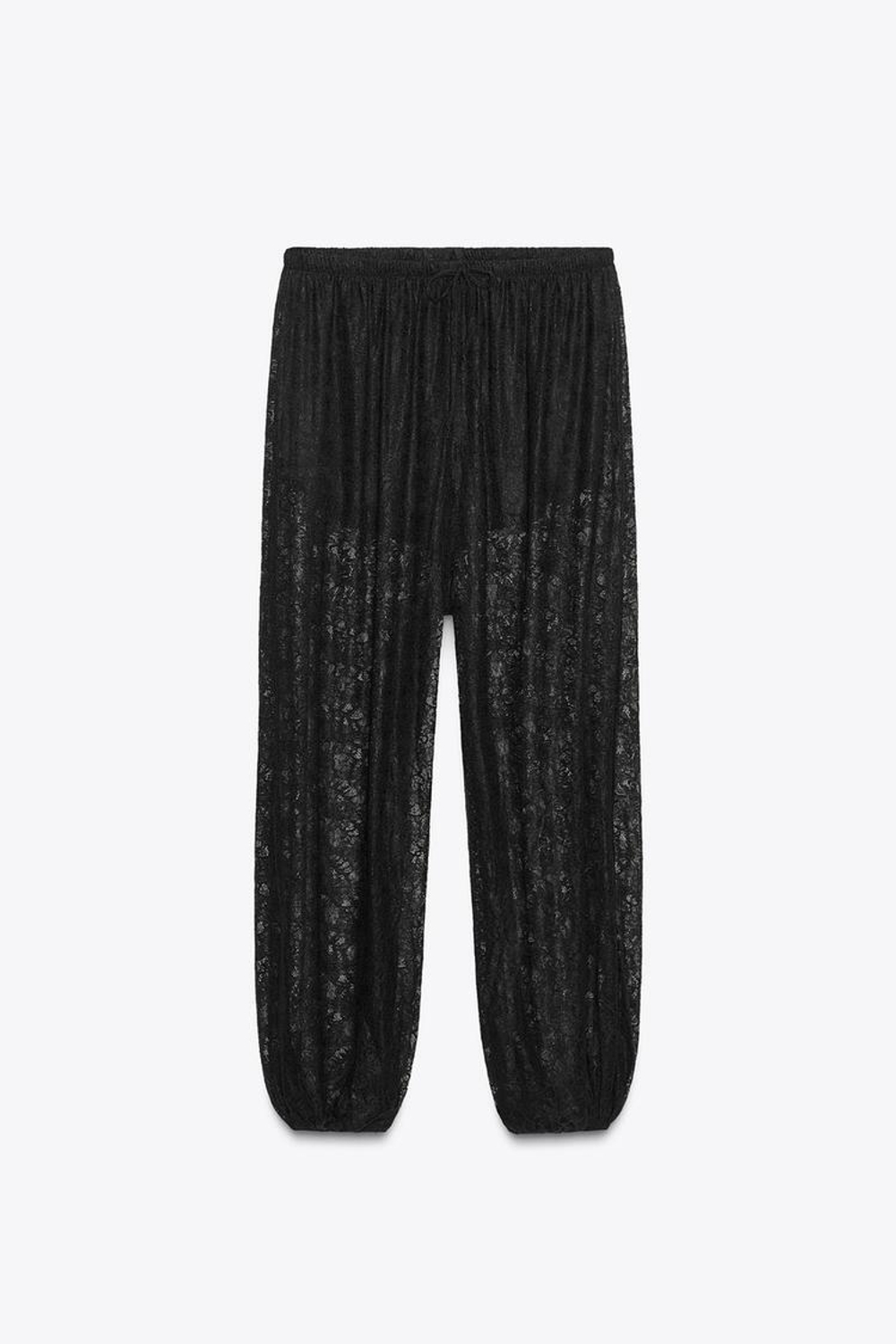 ZARA БРЮКИ BALLOON С КРУЖЕВОМ, ЧЕРНЫЙ