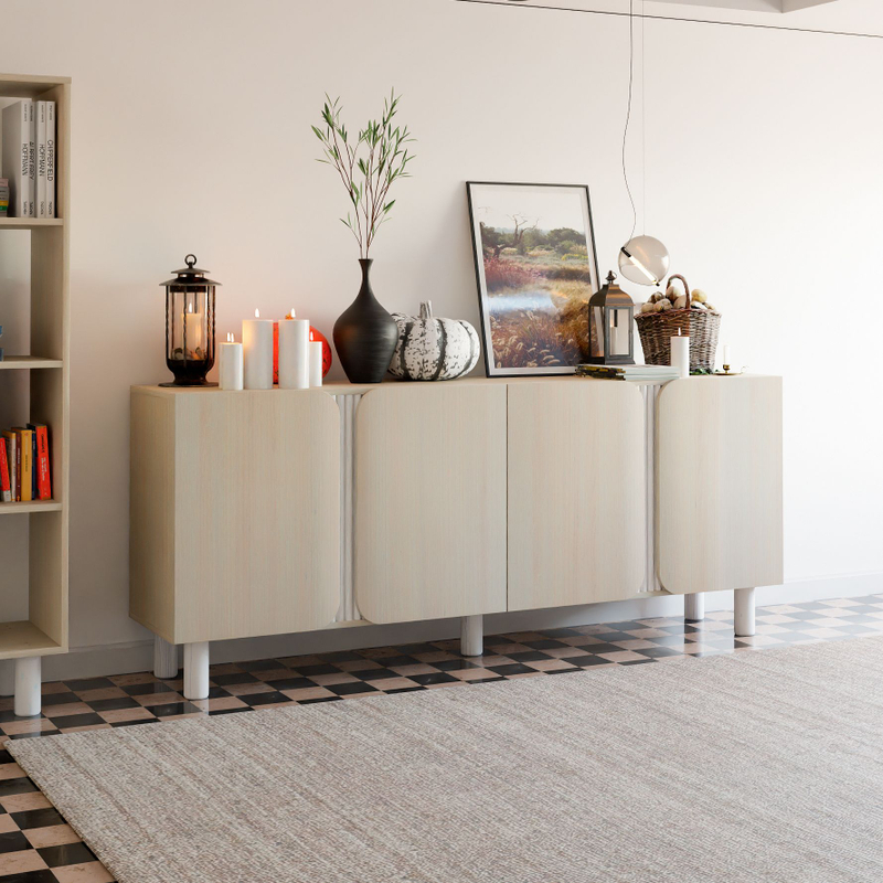 Тумба, 180х40х75, Ола, напольная, под телевизор, комод, белый / дуб шамони, Dipriz