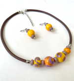 Комплеут украшений из муранского стекла: колье, серьги