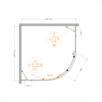 Душевой уголок Cezares MOLVENO-R-11-90+20-C-BORO-IV, 110х110х195, профиль брашированное золото, прозрачное стекло