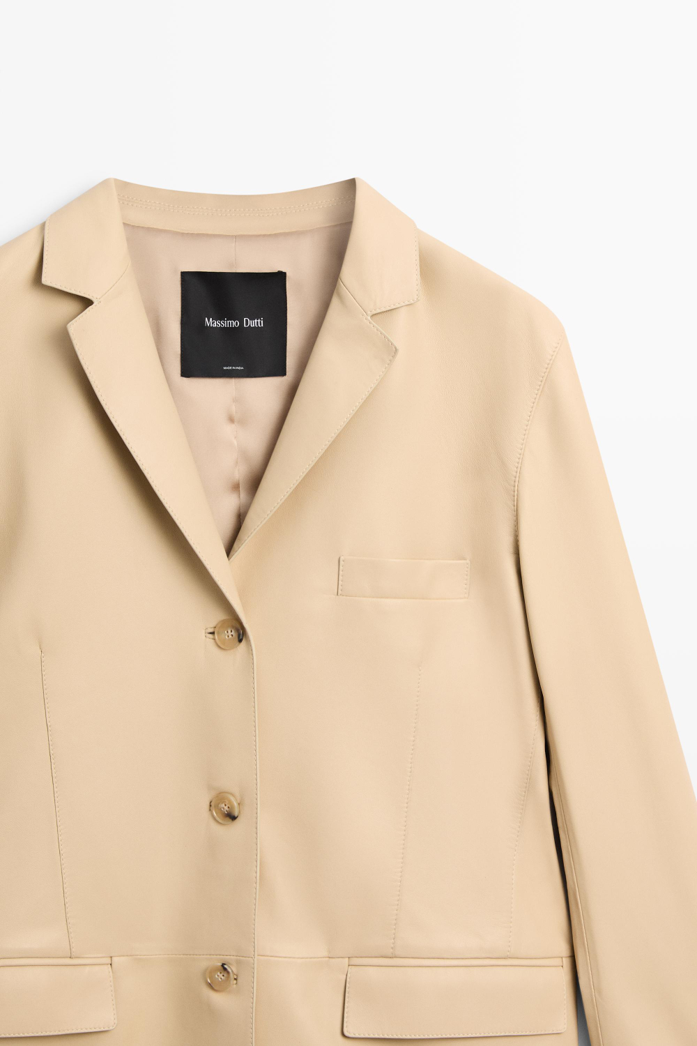 Massimo Dutti Блейзер из кожи наппа, ванильный