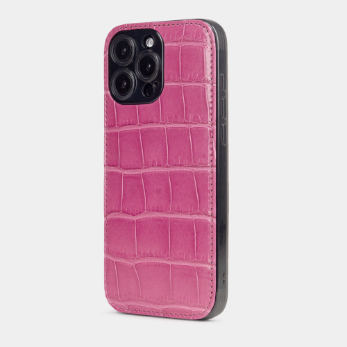 Чехол-накладка кожаная для iPhone 16 Pro Max, аллигатор розового цвета