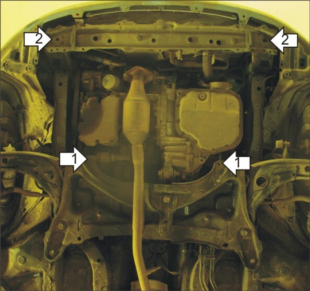 Защита картера Двигателя, КПП. 2 мм, Сталь. для Toyota Vitz 2005-2010 MOTODOR.72543