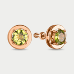 Серьги-пусеты женские с хризолитом из розового золота 585 пробы (арт. 200-484_hr-001)