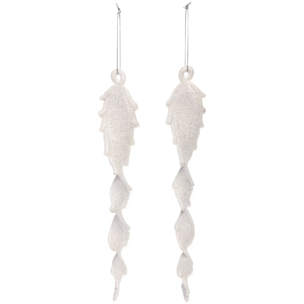 Подвеска «Блестящая сосулька» 23 см (набор 2 шт), Белый