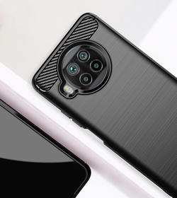 Чехол черный защитный для Xiaomi Mi 10T Lite, серии Carbon (в стиле карбон) от Caseport