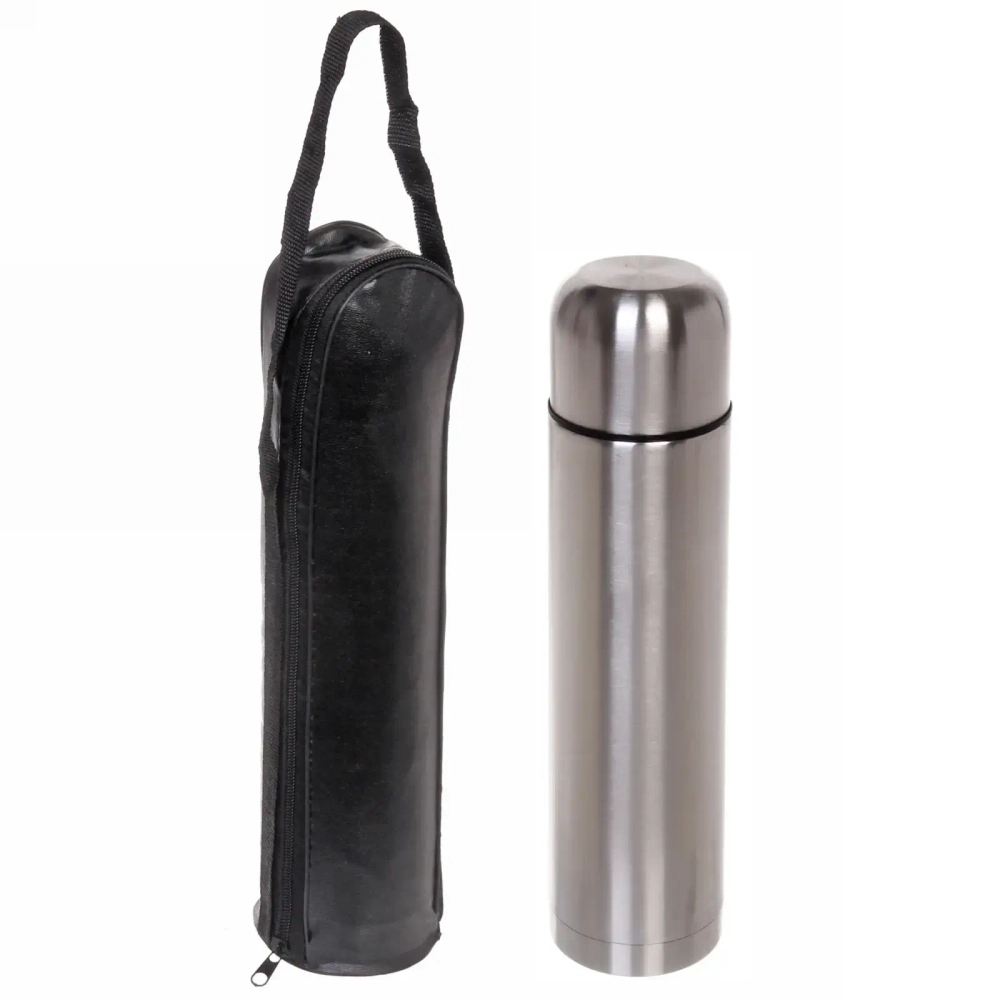 Термос металлический 1000мл в черном чехле