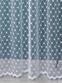 Тюль сетка белая с вышитым рисунком 300x250