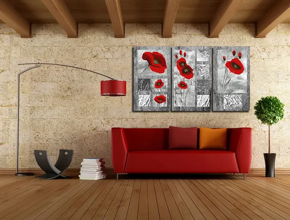 Модульная картина "Красный мак"