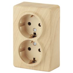 11-2206-11 ЭРА Розетка 2х2P+E Schuko со шторками, 16A-250В, IP20, ОУ, Эра Эксперт, сосна | Эра Эксперт