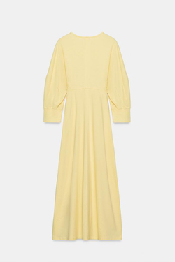 ZARA ПЛАТЬЕ МИДИ НА ПУГОВИЦАХ, ЖЕЛТЫЙ