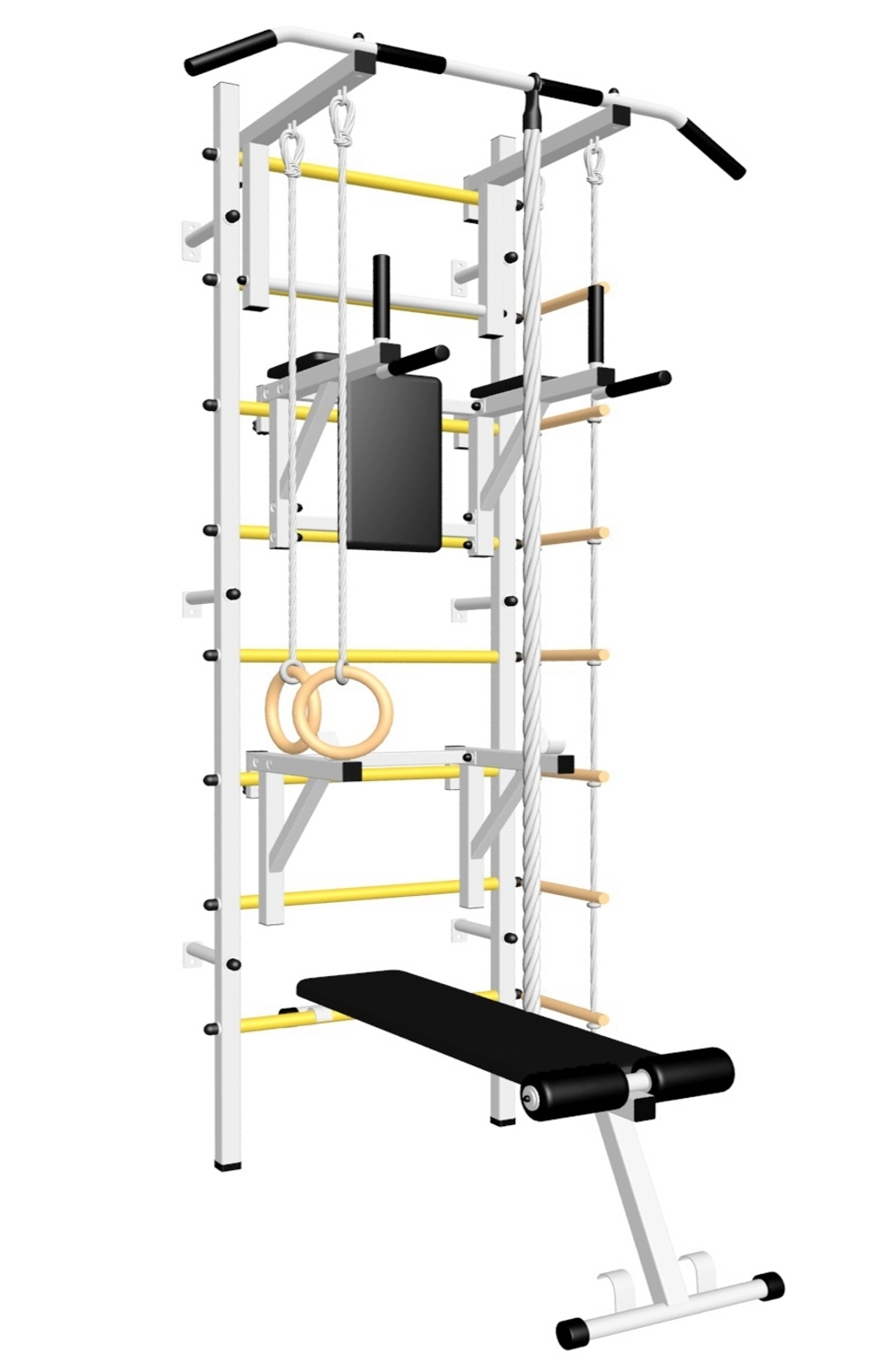Шведская стенка Sv Sport усиленная 608 (Турник стандарт/Брусья/Стойка/Скамья/Канат/Кольца/Лестница)