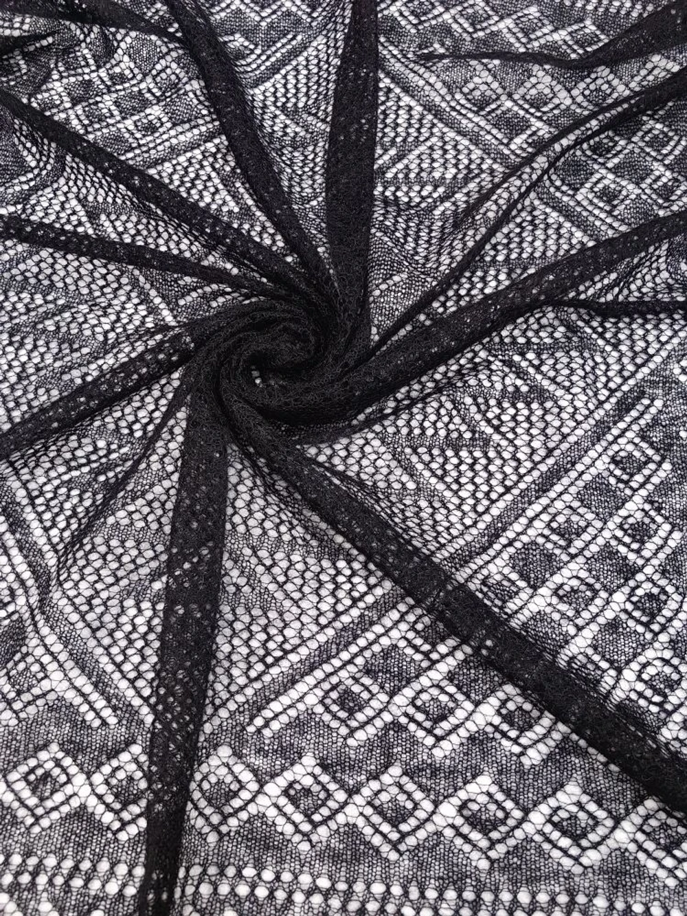 Оренбургский пуховый платок-паутинка А120-07 черный