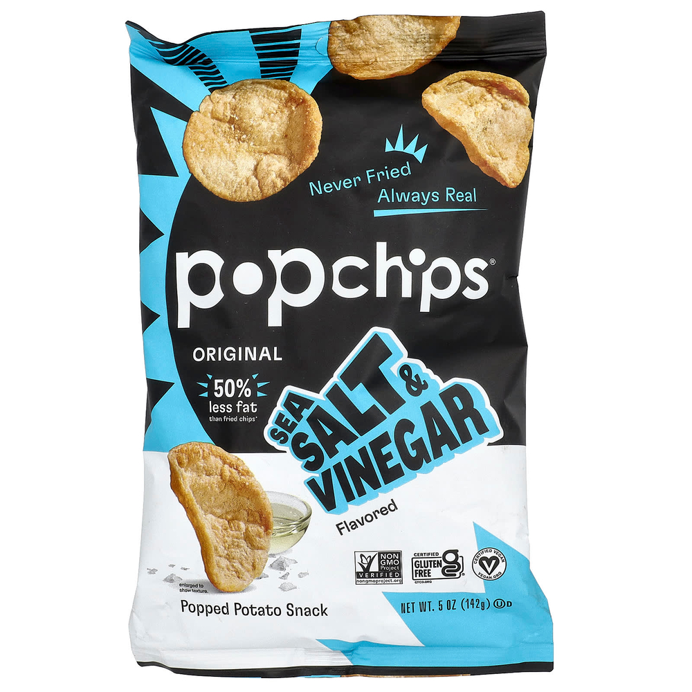 Popchips, Original, морская соль и уксус, 142 г (5 унций)