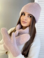 шапка снуд и варежки набор 3 в 1