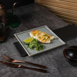 Тарелка 20*20 см h1,1 см квадратная глазурь Glossy Stone Untouched Taiga P.L. Proff Cuisine [1]