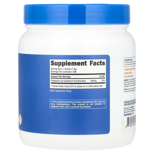 Nutricost, Бикарбонат калия, без добавок, 907 г (32,4 унции)