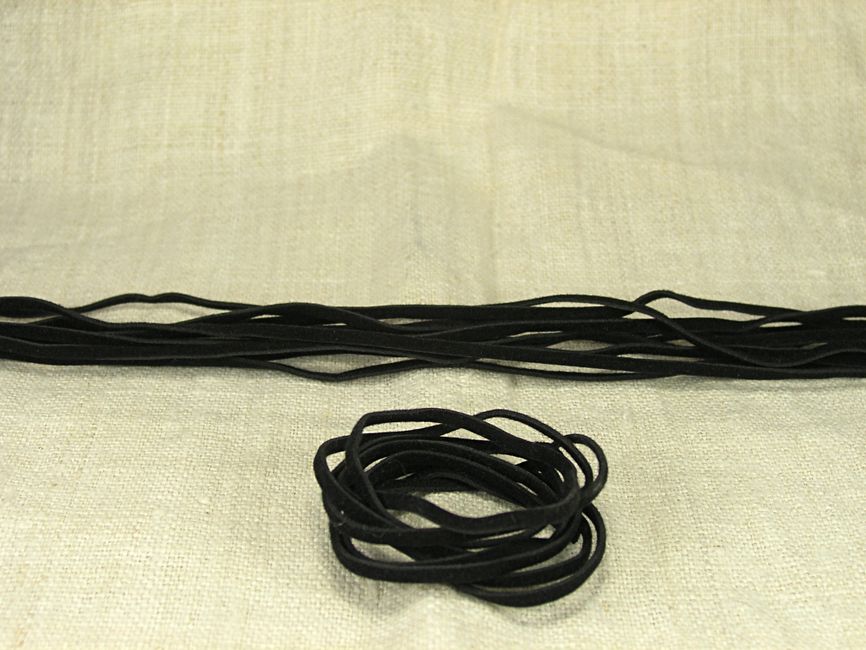 Шнур замша, черный, 1 мм (1 метр)