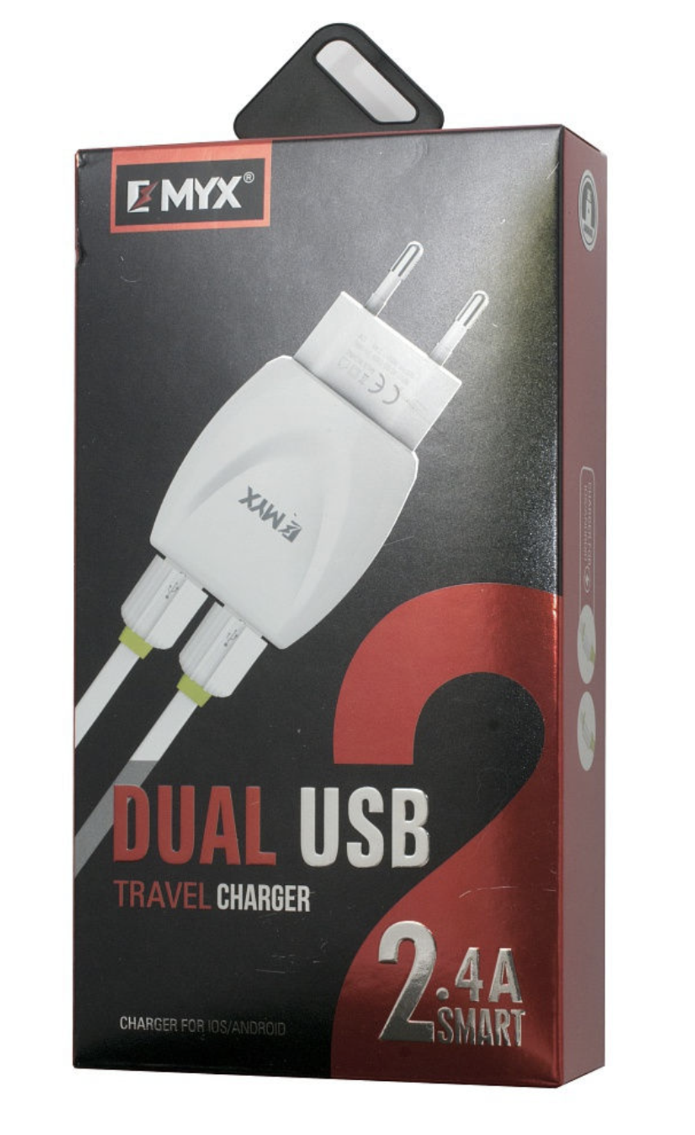 СЗУ с кабелем Type-C 2USB 2.4А EMY MY-221  white