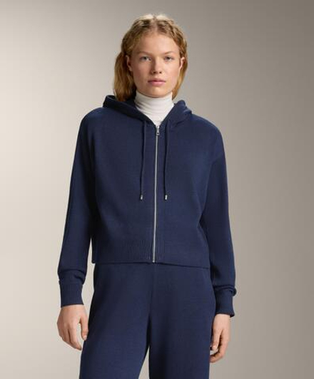 Oysho Вязаная куртка с капюшоном, синий