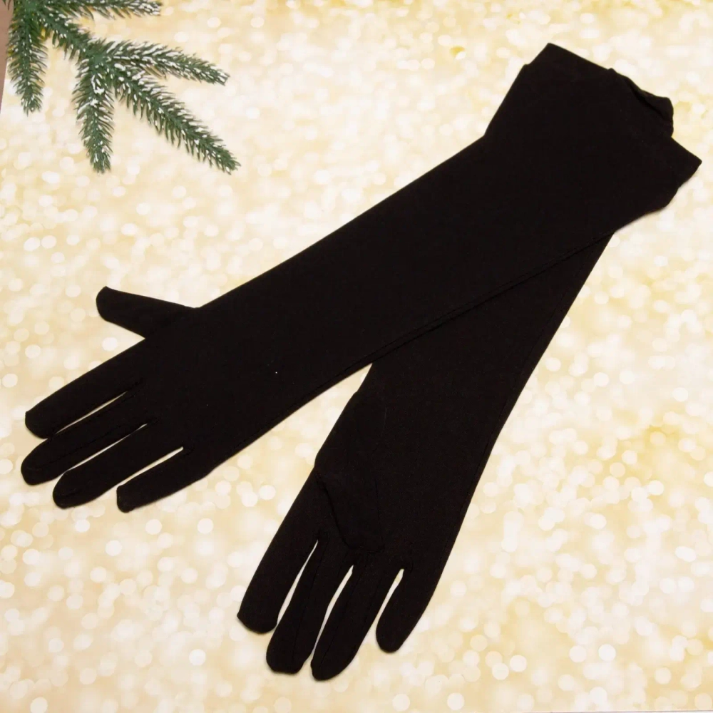 Перчатки карнавальные «Королева» удлиненные, черный