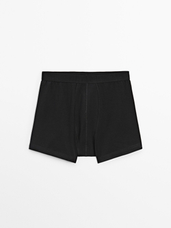Massimo Dutti Однотонные трусы-боксеры из смесового хлопка, черный