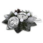 СНОУ БУМ Подсвечник с декором 17x17x6 см, пластик, металл, пенопласт