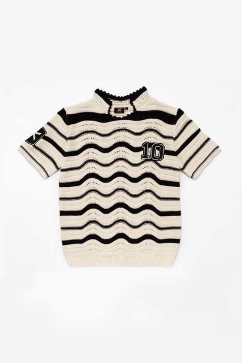 Поло ФК 10 Striped чёрно-молочное