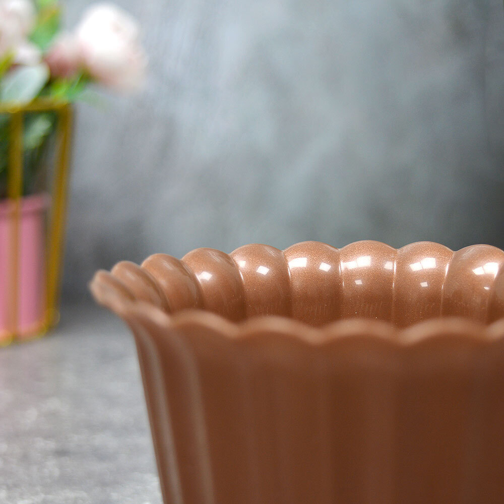 Горшок цветочный "Виола" 0,25л d97мм h74мм, коричневый-перламутр