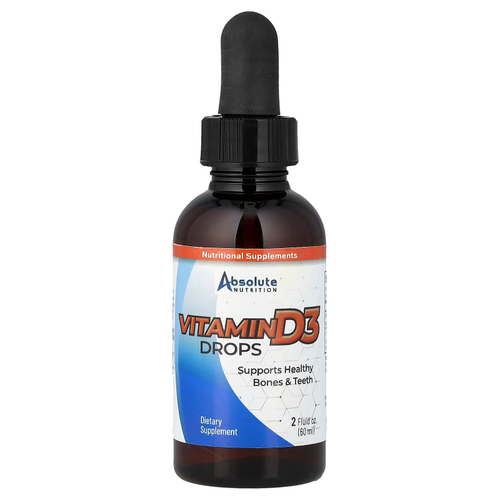 Absolute Nutrition, Витамин D3 в каплях, 5000 МЕ, 60 мл (2 жидк. Унции)