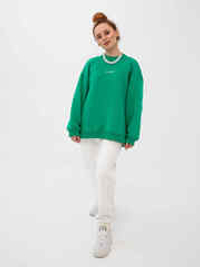Свитшот женский оверсайз с начесом Зеленый