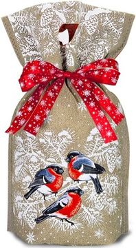 Мешок "За окошком снегири" Бежевый (мешочки) – Премиум 700 г.