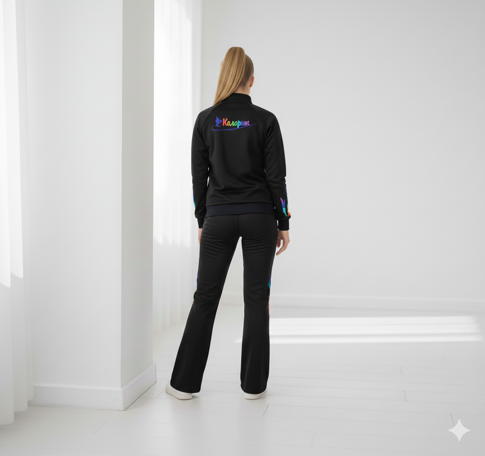 Black sports team suit with embroidery