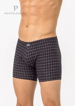 Трусы мужские боксеры удлинённые Pantelemone PMHL-1267, клетка черная бистр