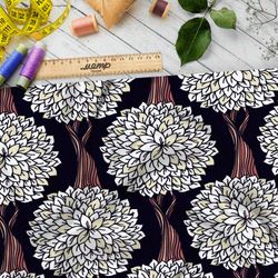 Ткань флис сказочные деревья с белой листвой