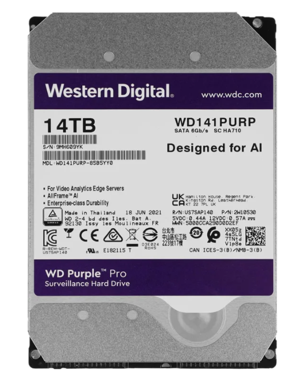 Жесткий диск Western Digital WD Purple Pro 14 ТБ 3,5″ (WD141PURP)