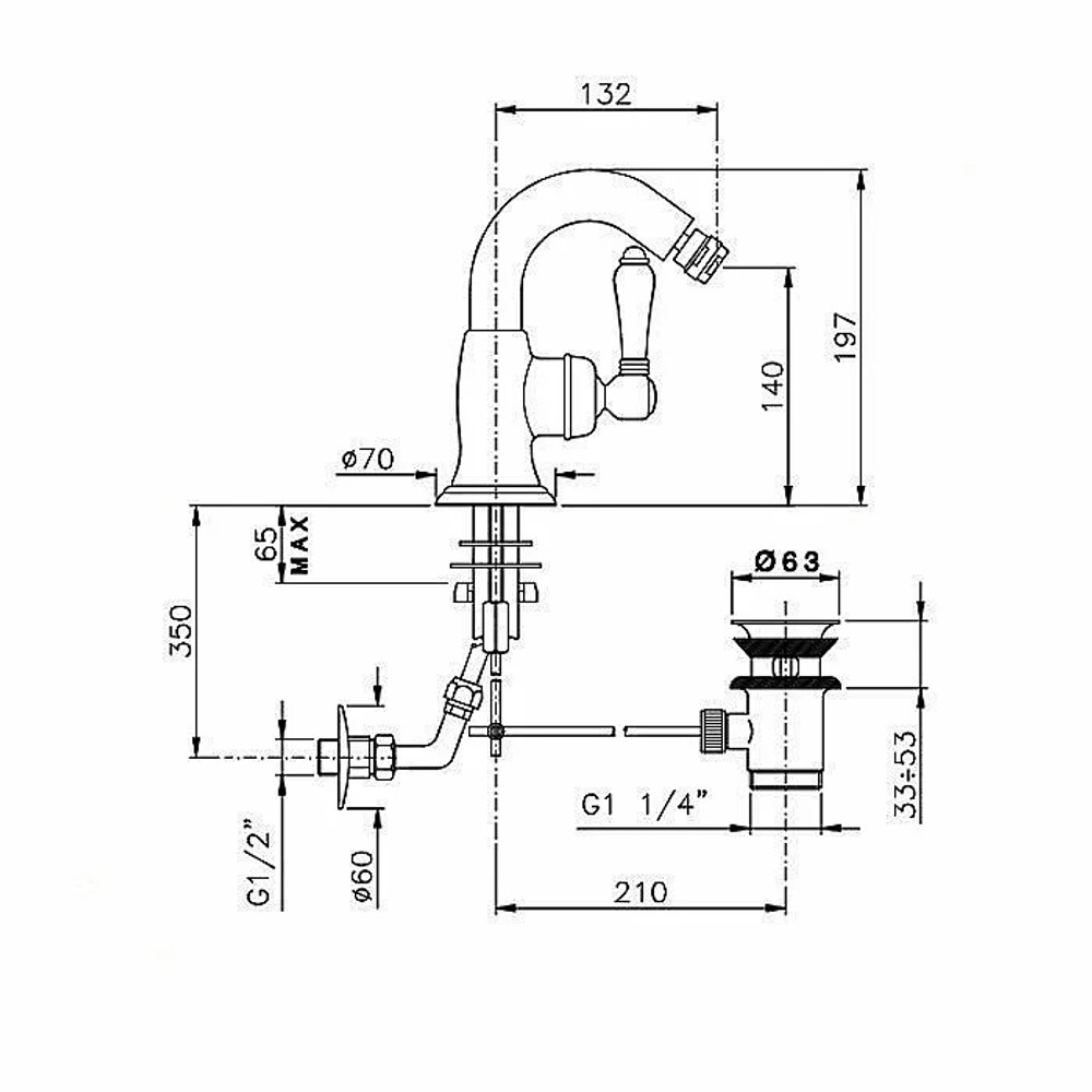 Смеситель для биде Nicolazzi El Capitan 3455BZ75C Бронза